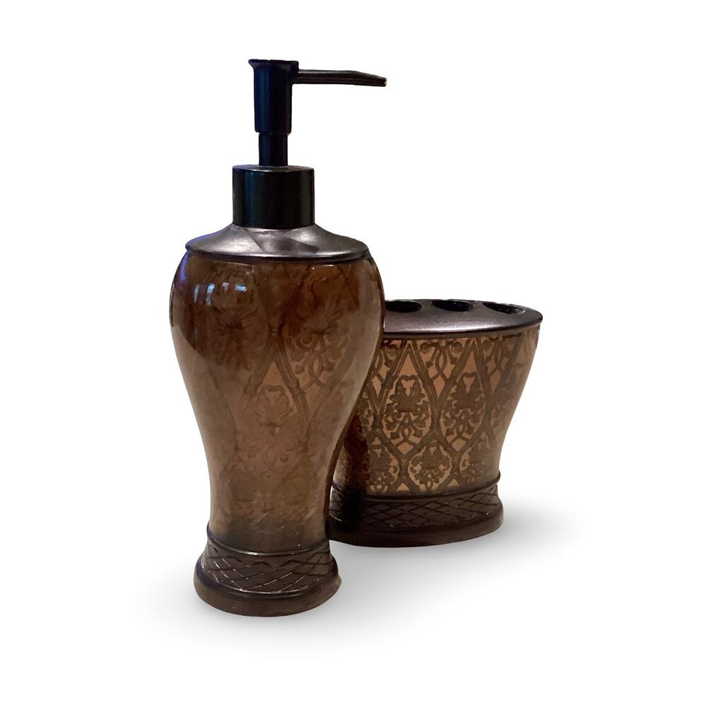 Vintage Chapel Hill Soap Dispenser and Toothbrush Holder Set